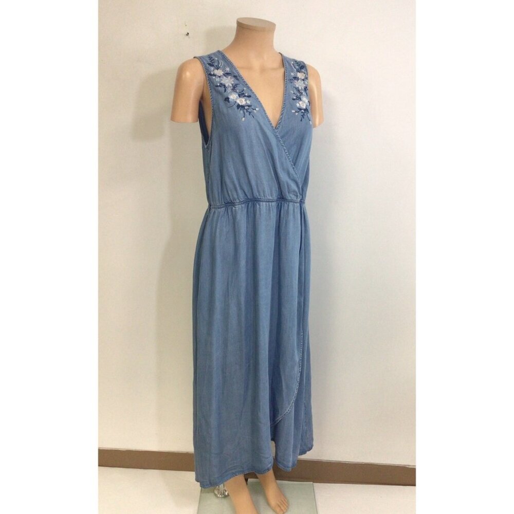 Knox Rose Floral Denim Maxi Dress Womens Medium